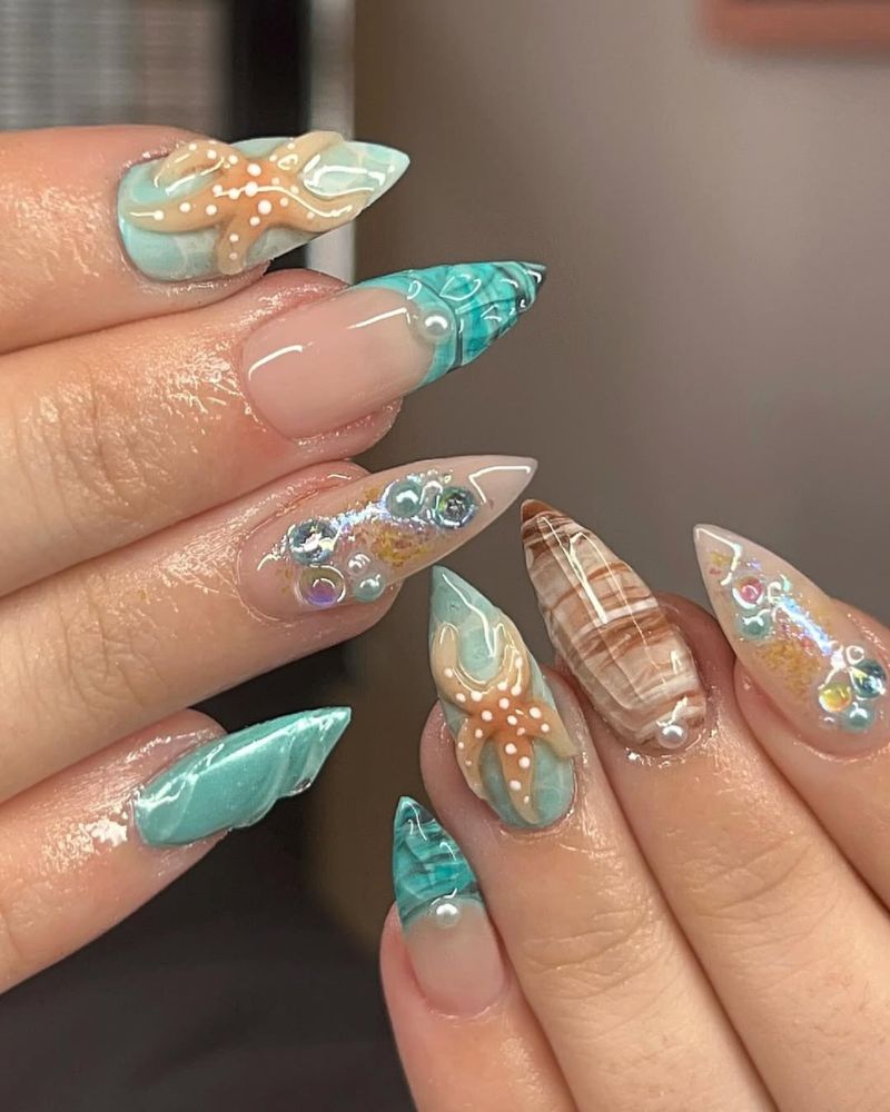 ongles stiletto, ongles océaniques