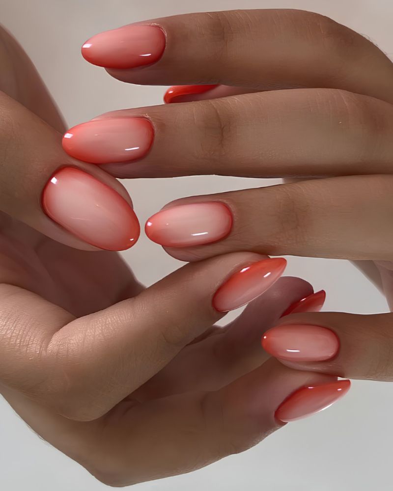 art d'ongles aura, ongles orange clair