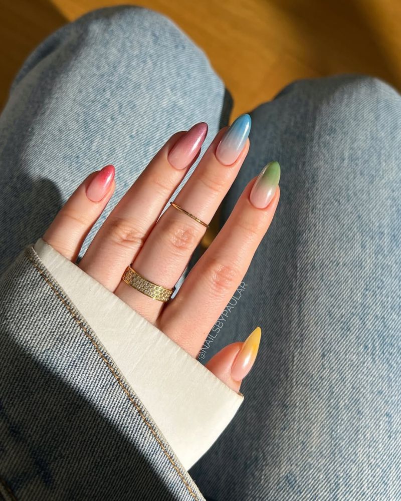 ongles ombrés, ongles colorés, ongles élégants