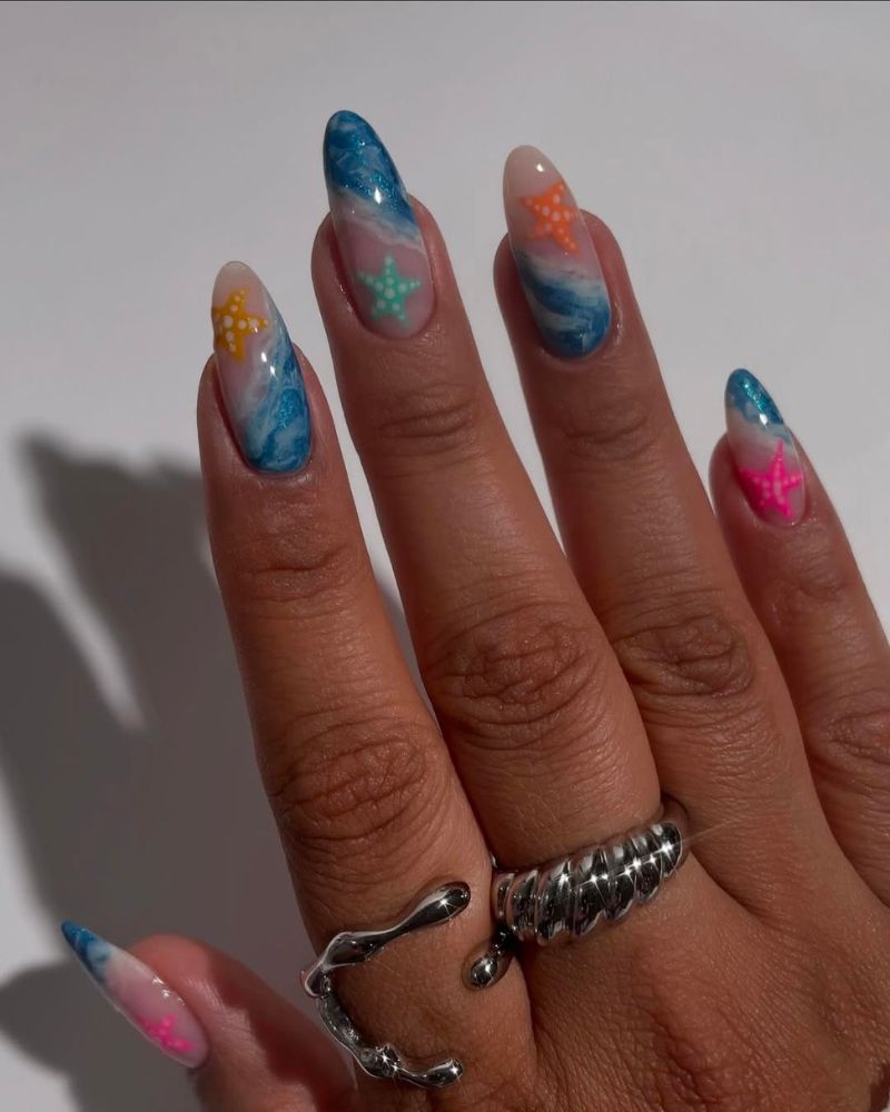 dessin d’ongles plage, nail art plage