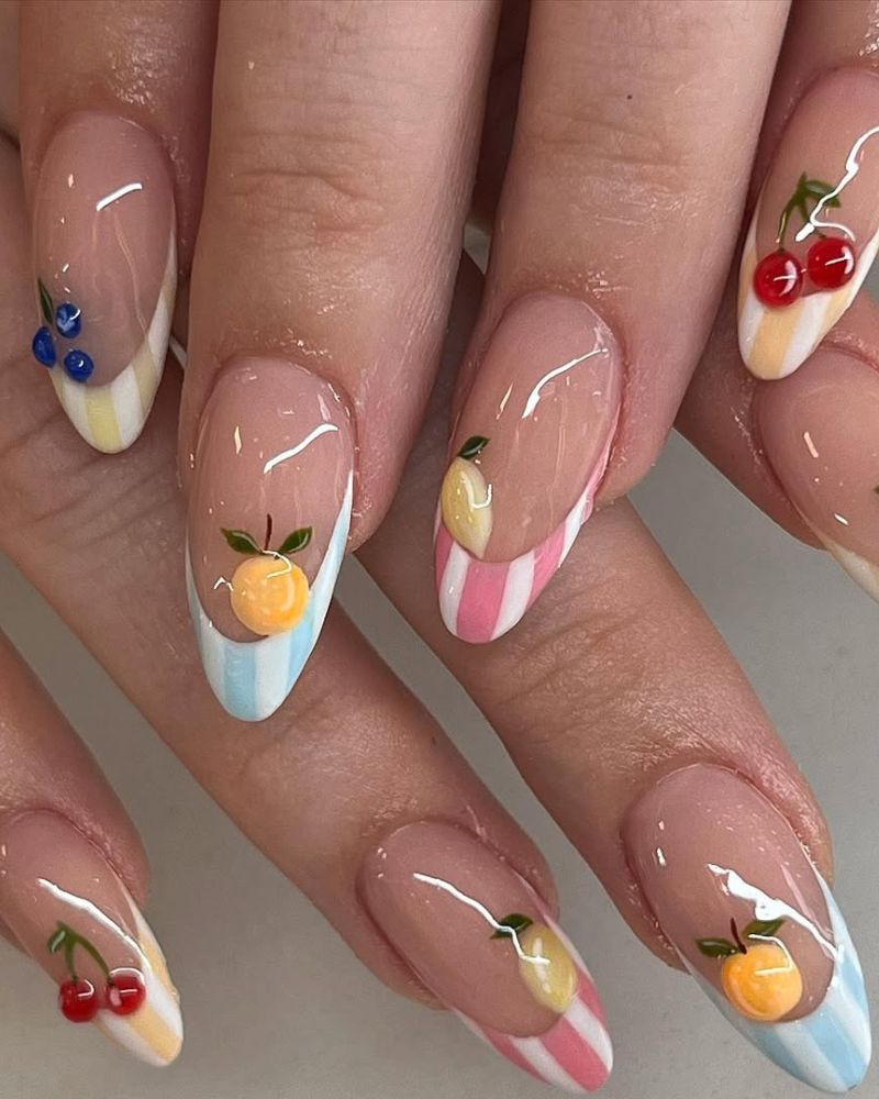nail art fruité, ongles français