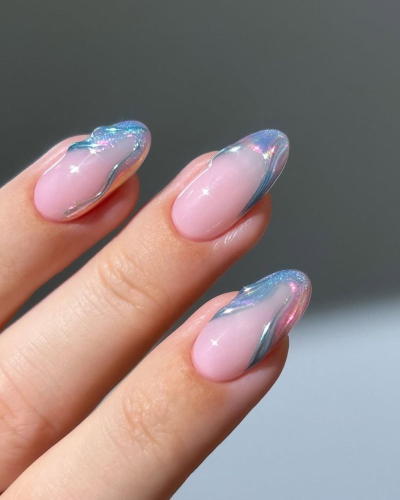 ongles élégants d’été, nail art sirène