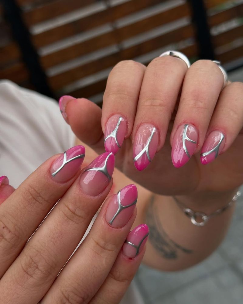 ongles français ombrés roses, ongles d'été simples
