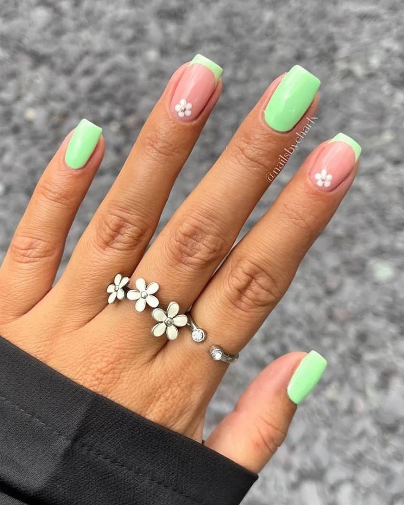 ongles vert menthe, ongles verts printaniers