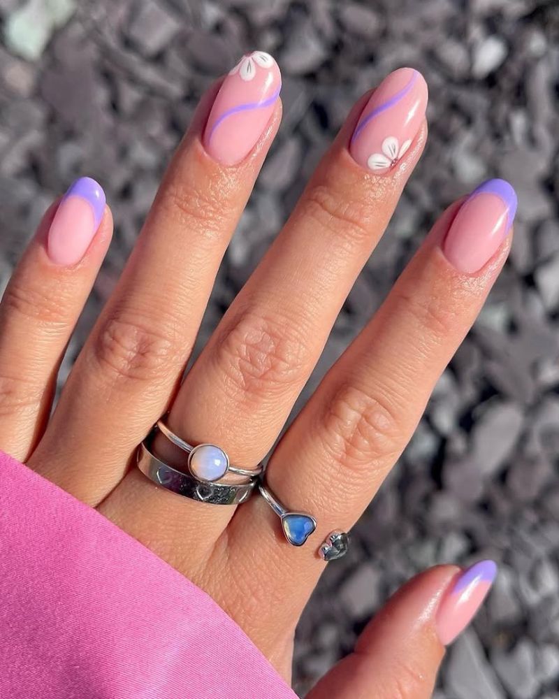 french violette, pointes french colorées