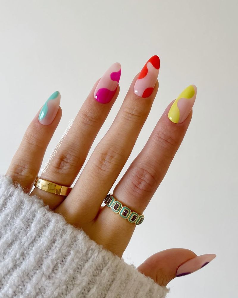 design d’ongles arc-en-ciel, ongles d’été élégants
