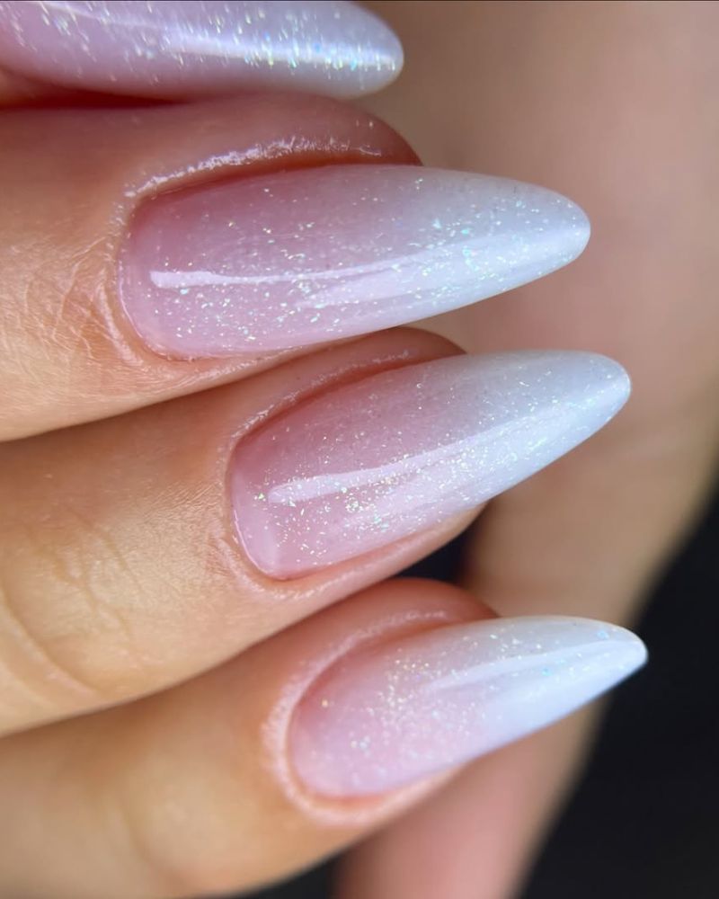 pointes French pailletées, ongles French ombré