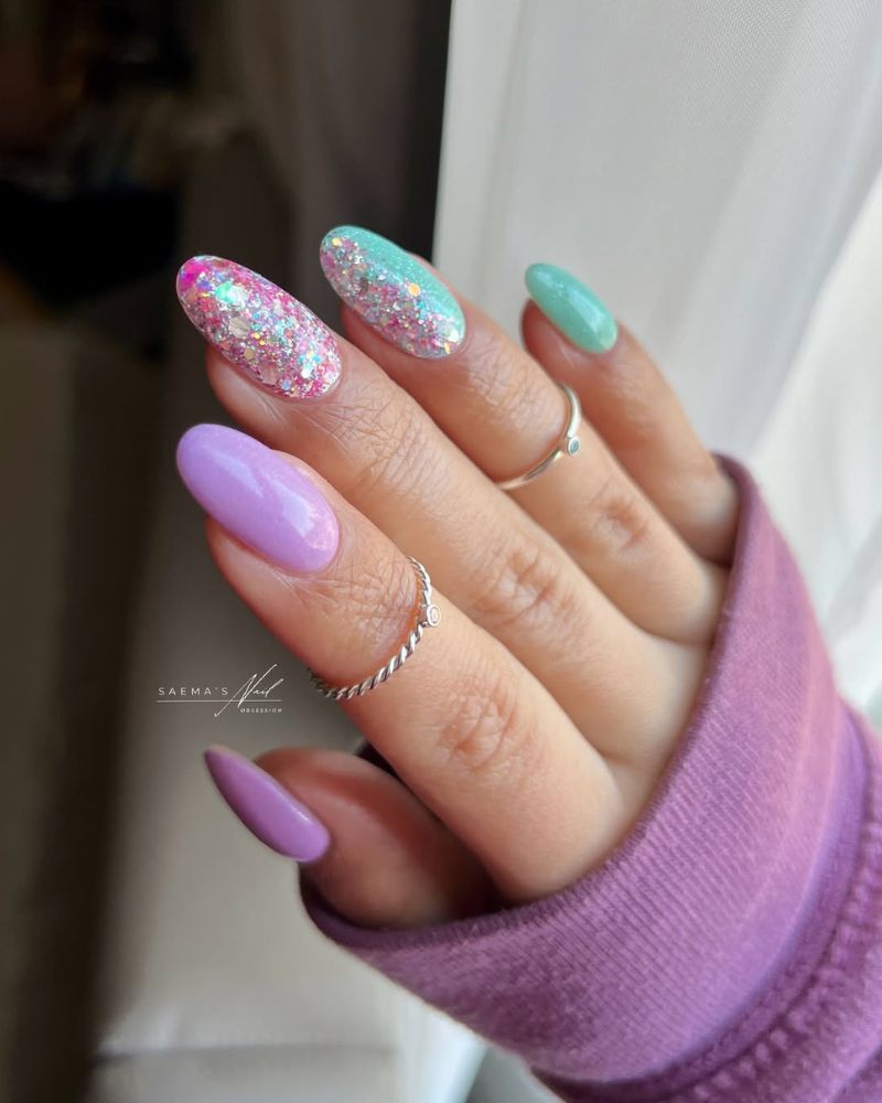 ongles simples, design d’ongles sirène