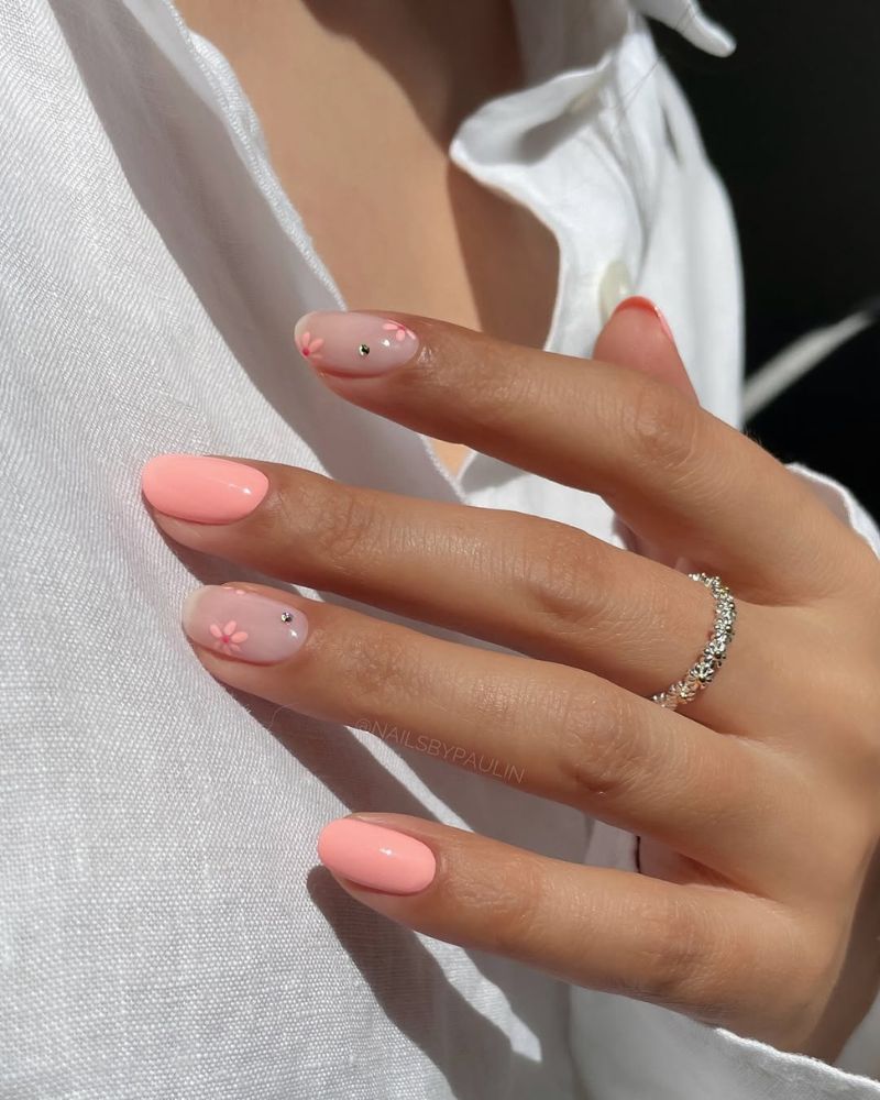 ongles pêche, ongles printaniers élégants