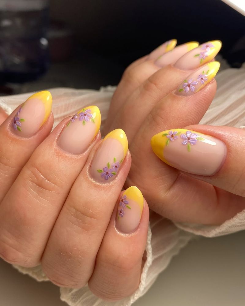 French jaune, nail art jaune, ongles chics de printemps