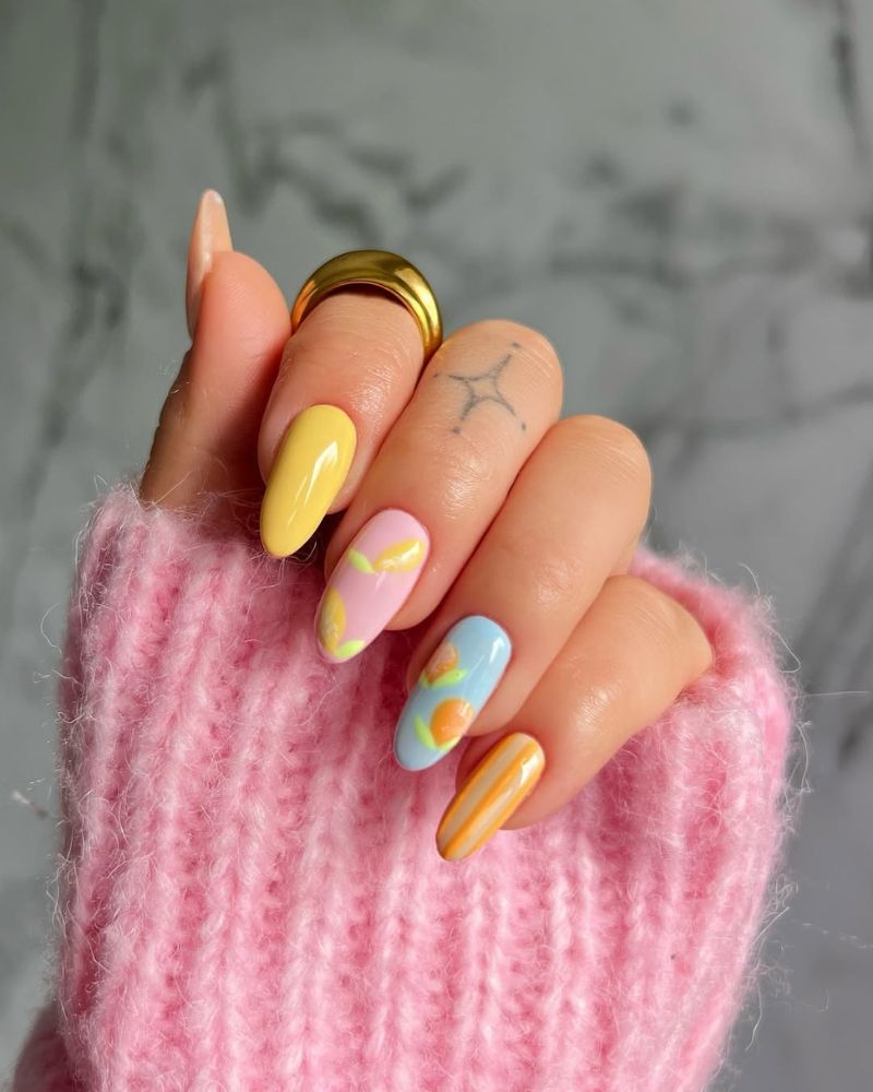 ongles pastel, ongles mignons d’été