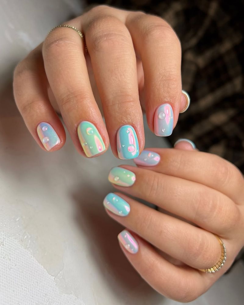 ongles bulles, ongles d’été courts