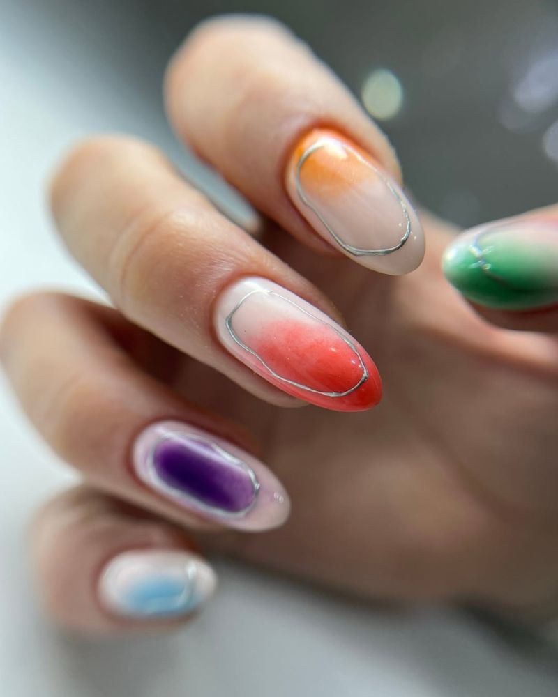 ongles colorés d'été, ongles dégradés d’été