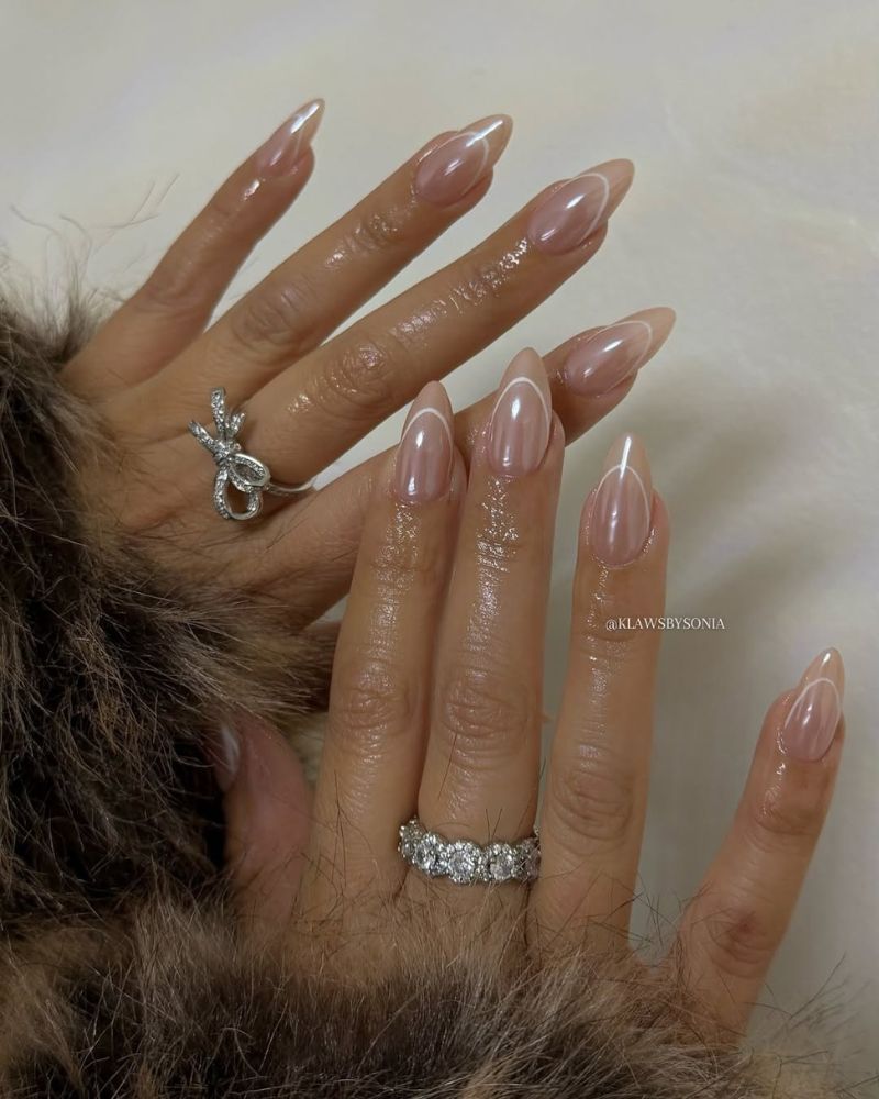 ongles de mariée, ongles stylés, ongles chrome