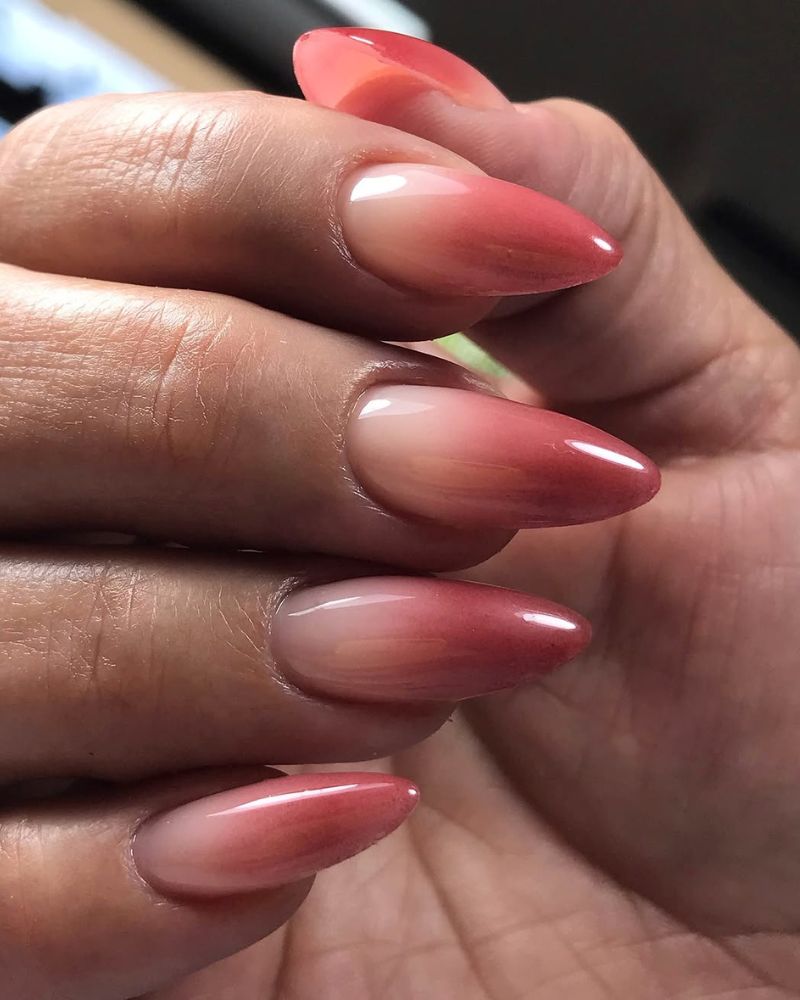 ongles French rouges, ongles ombré
