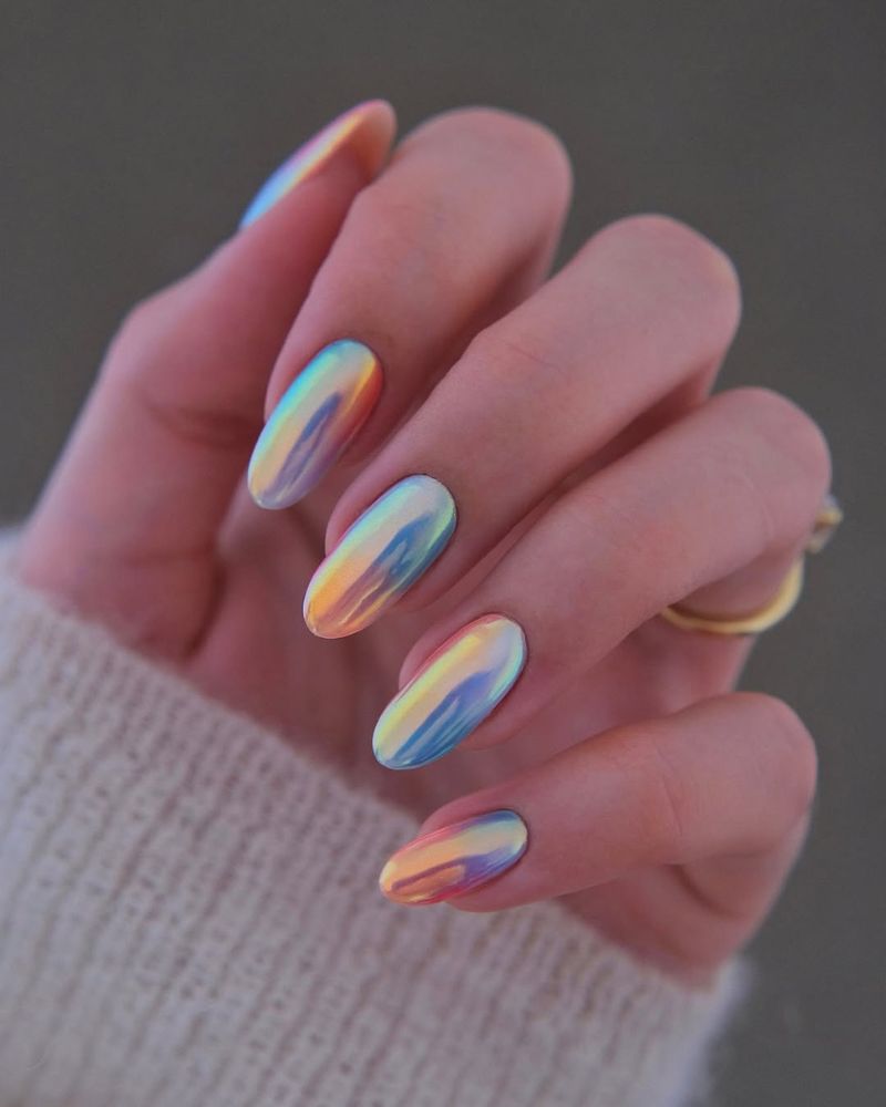 ongles vacances, ongles chrome, ongles océan