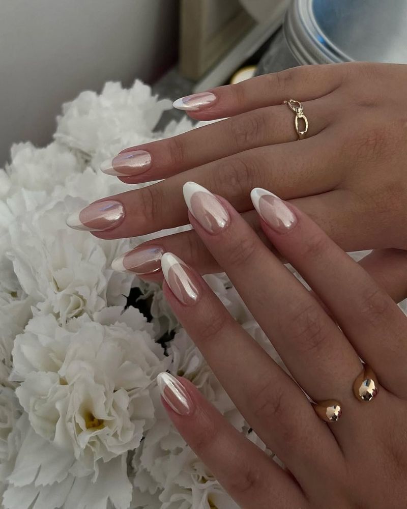 ongles de mariée, ongles pour mariage, french pointe blanche