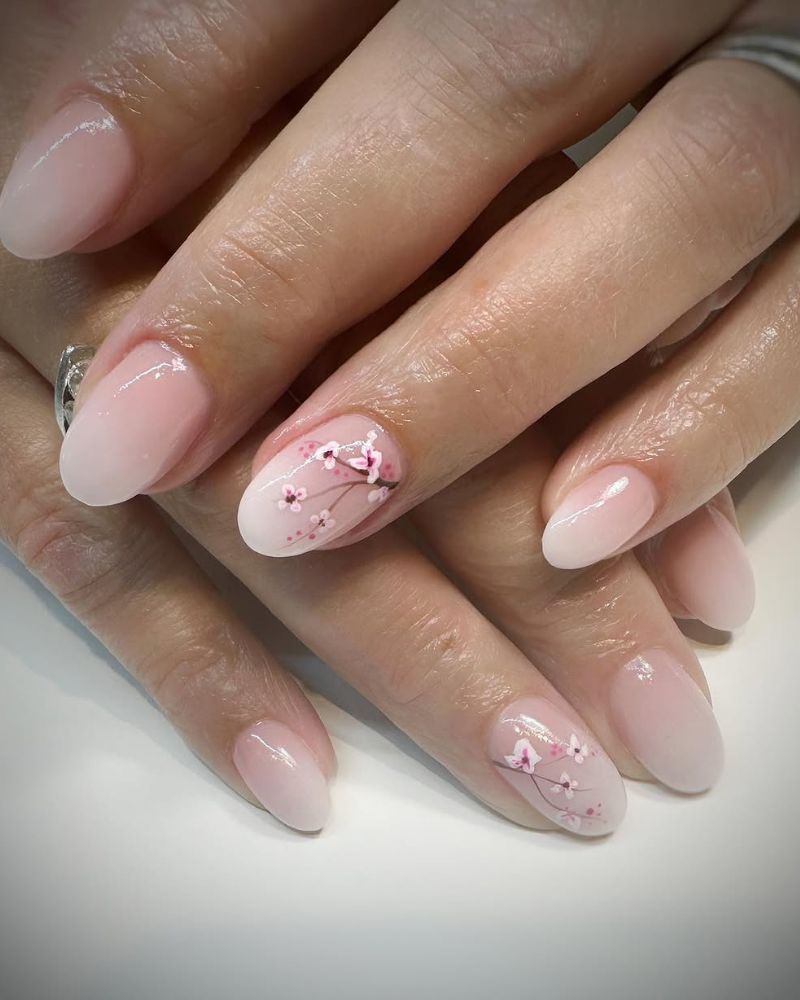 manucure simple, ongles de printemps, baby boomer