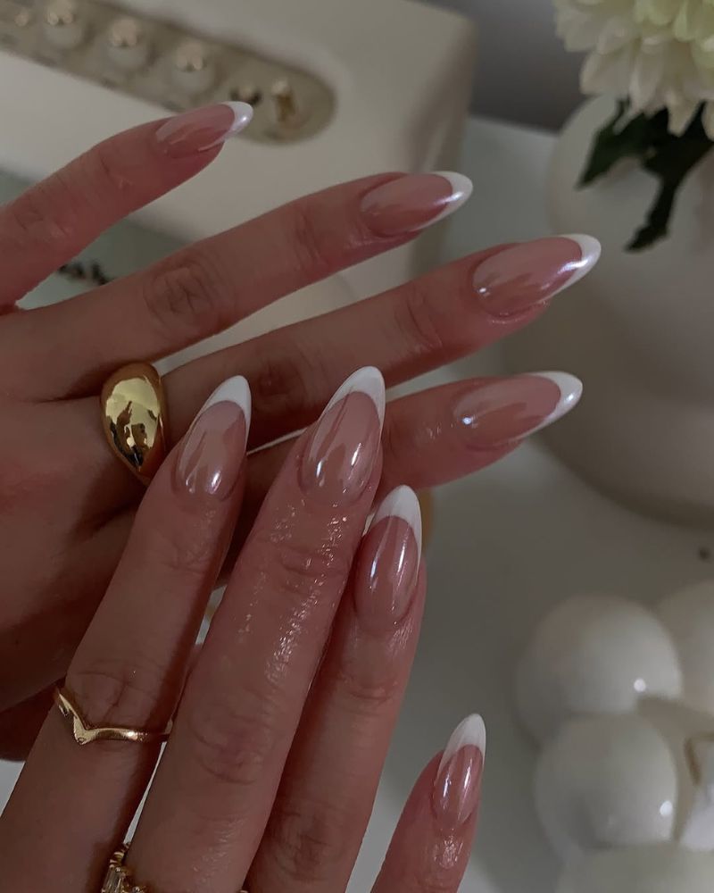 ongles de mariée, ongles mariage, french pointe blanche
