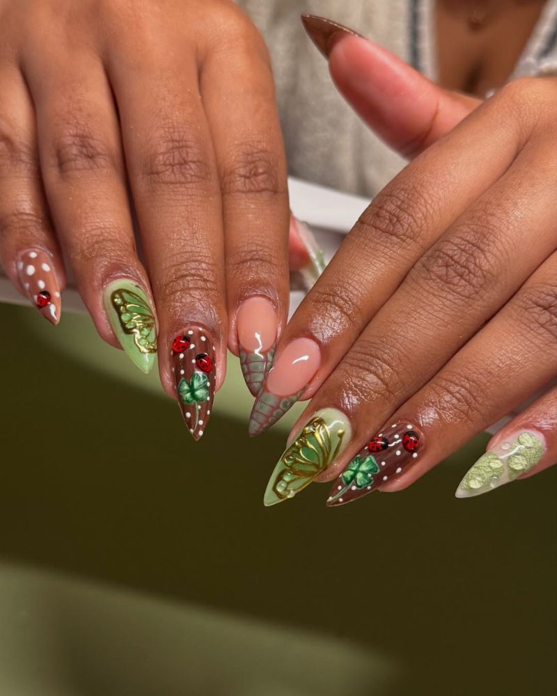 ongles de printemps, nail art printanier