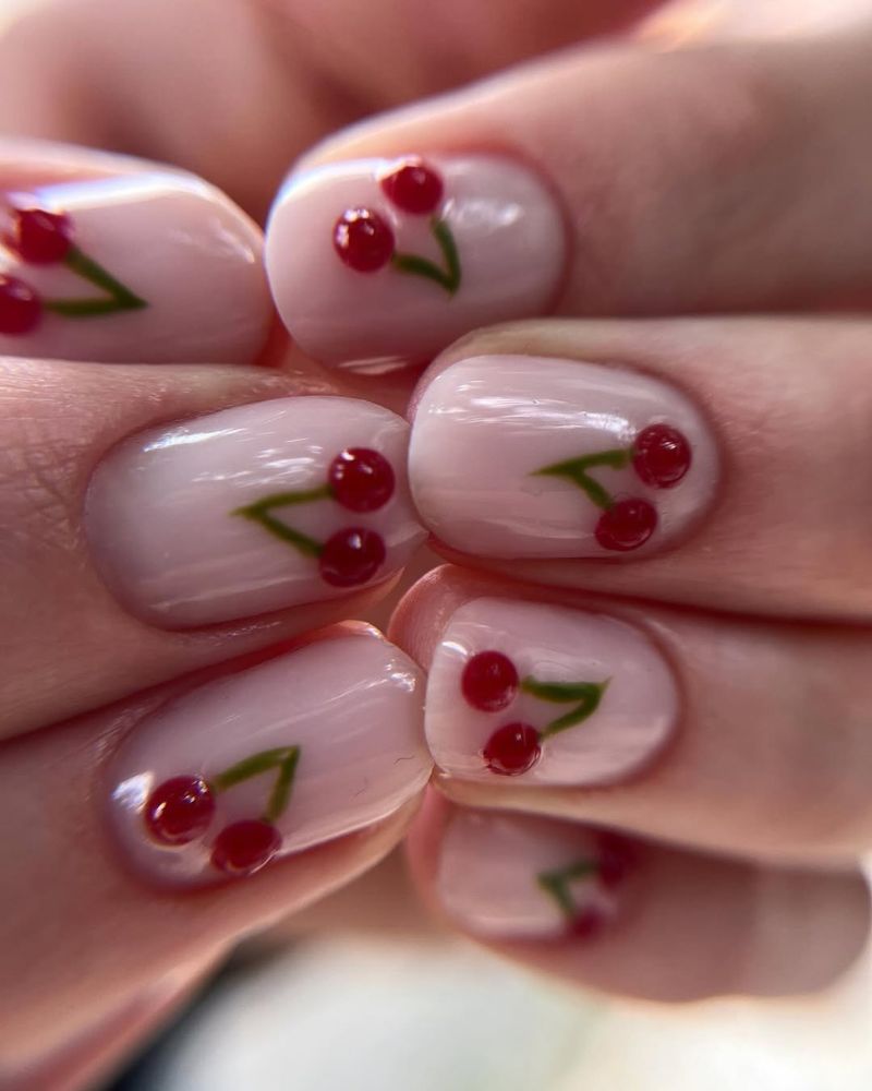 cherry nail art design, 3d cherry nail art
