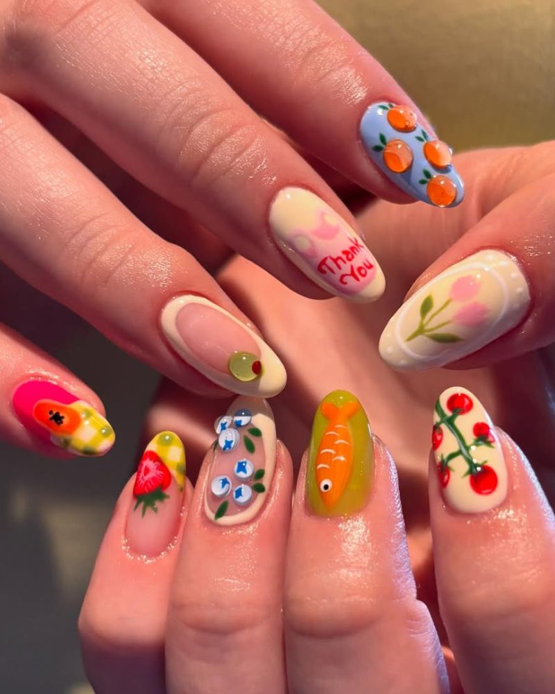 ongles d’été funky, ongles amusants d'été