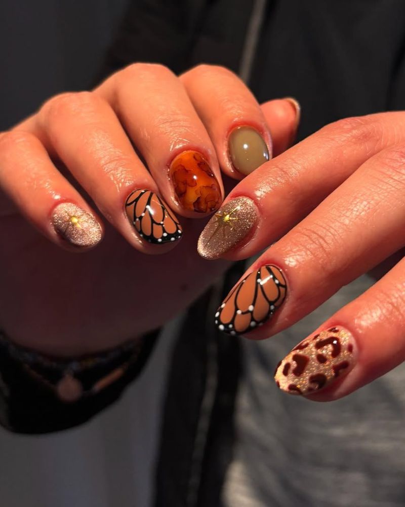 ongles d'automne, nail art automnal, ongles marron