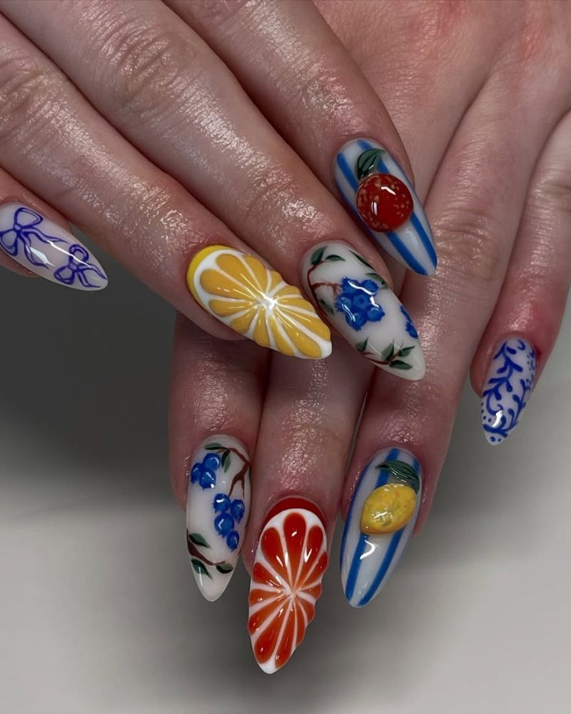 ongles méditerranéens, ongles Grèce, nail art citron