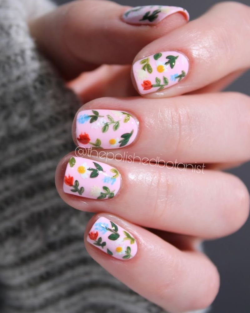 nail art de fleurs, idées d’ongles printaniers