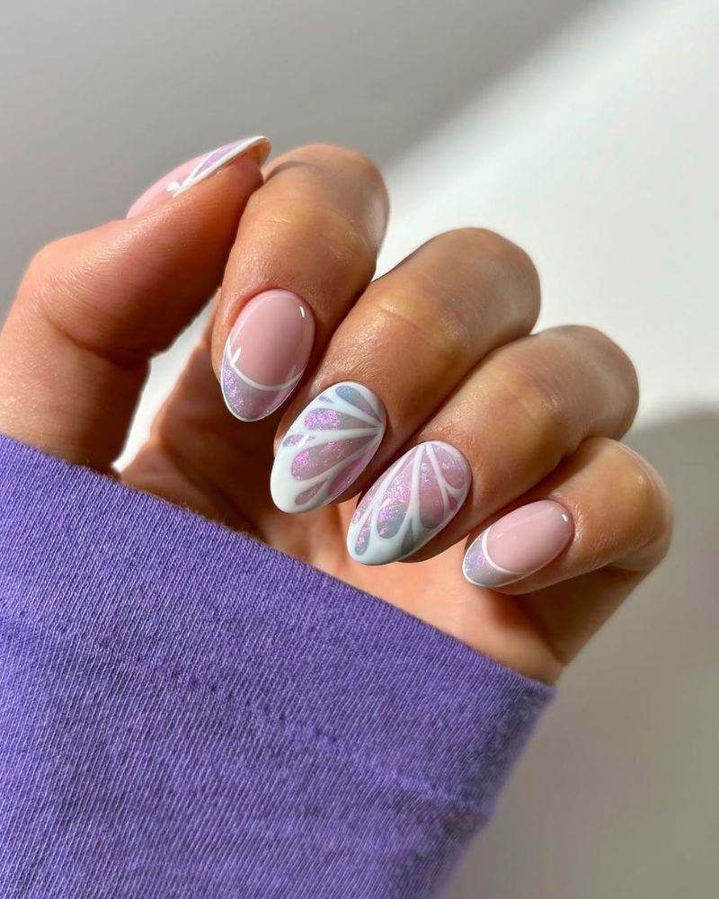 ongles papillon, ongles de printemps, ongles holo