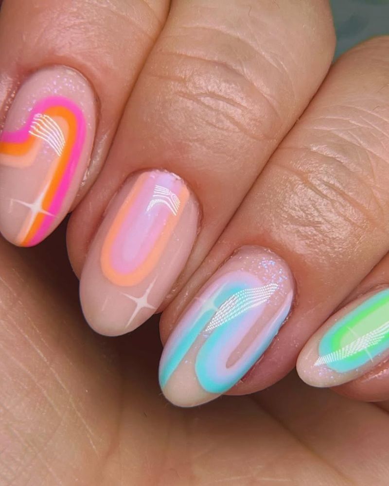 ongles arc-en-ciel, art d’ongles mignon