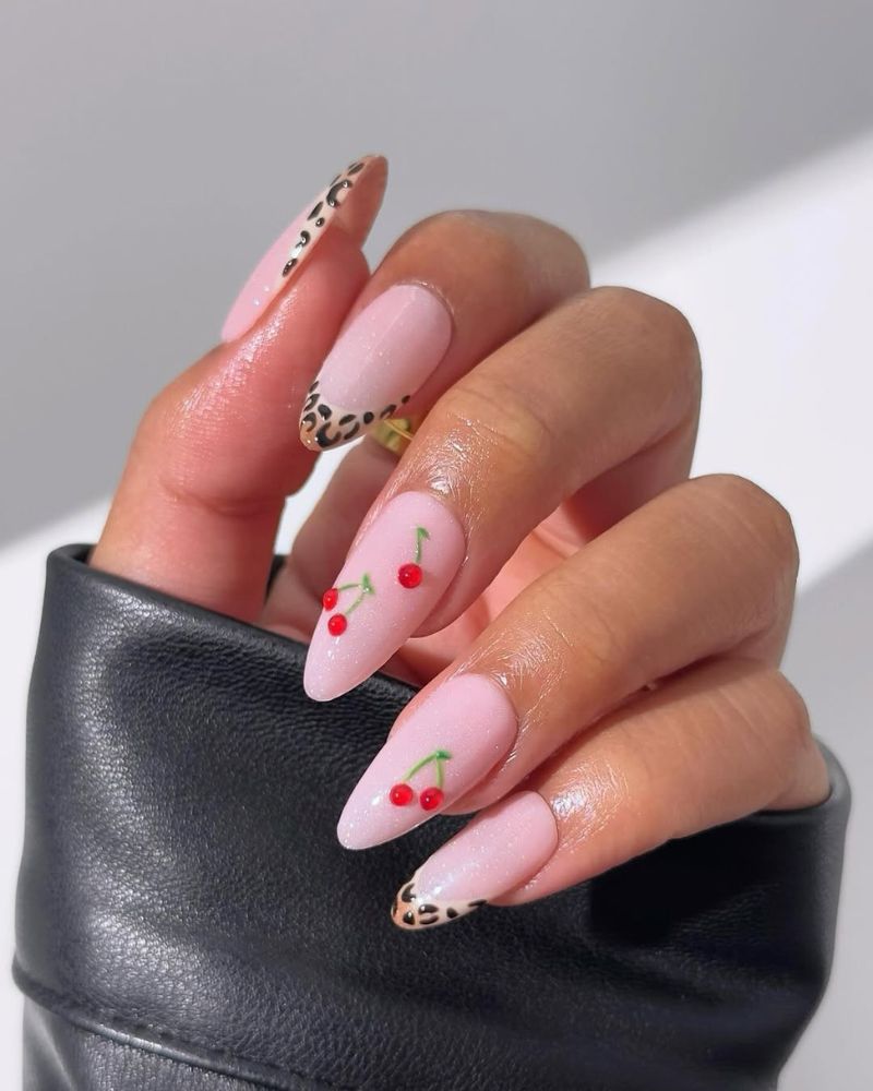 animal print french, simple nail design