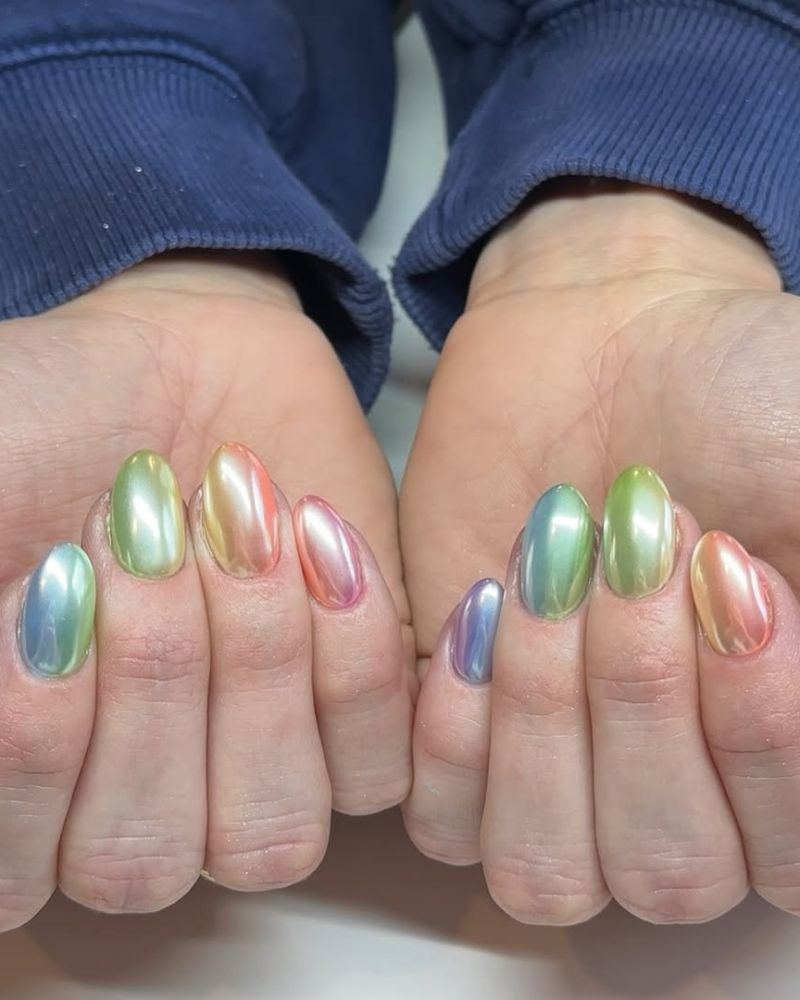ongles dégradés, ongles colorés, ongles chrome