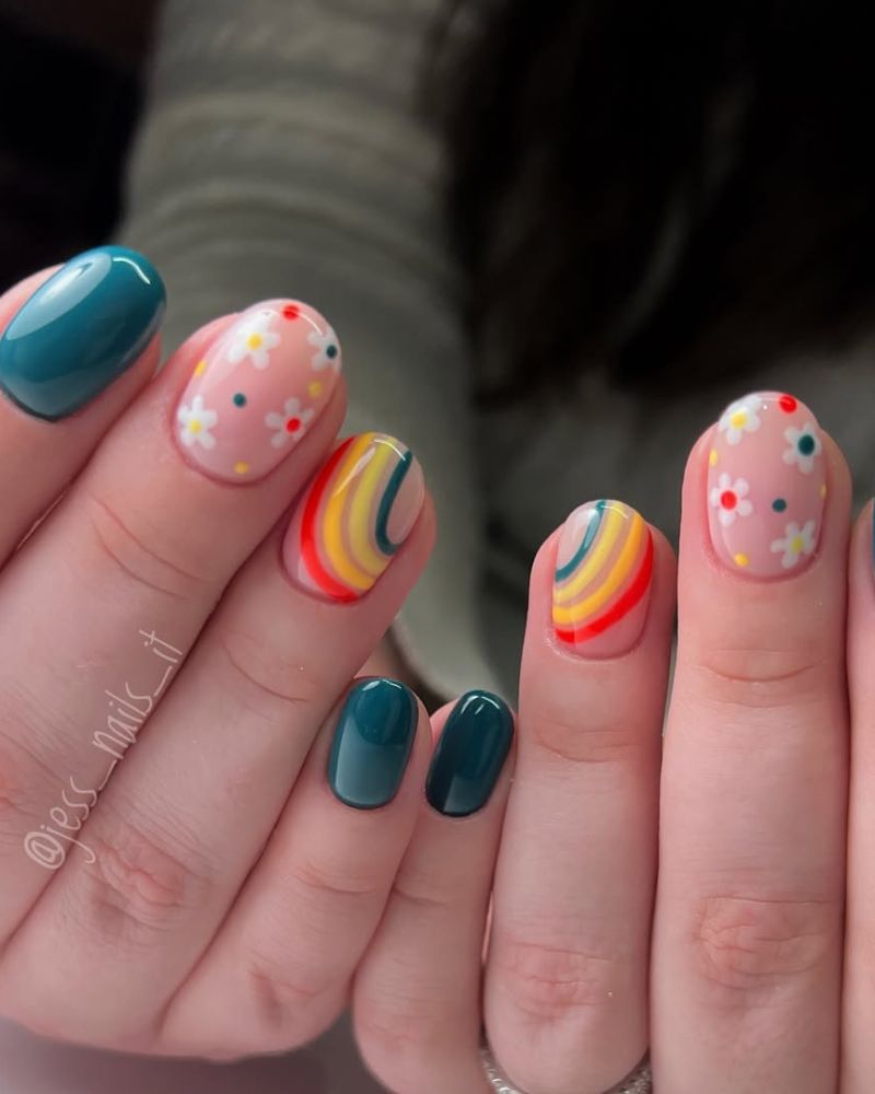 ongles printemps, ongles vert émeraude