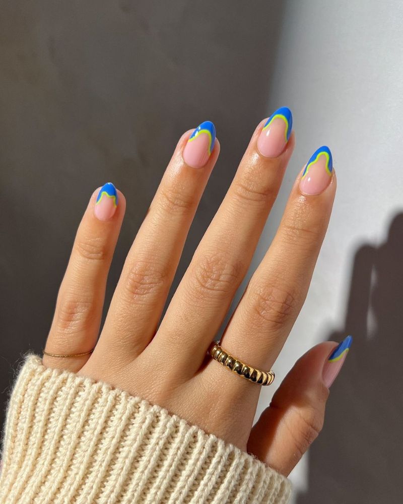 ongles d'été lumineux, ongles d'été courts, inspiration ongles d'été