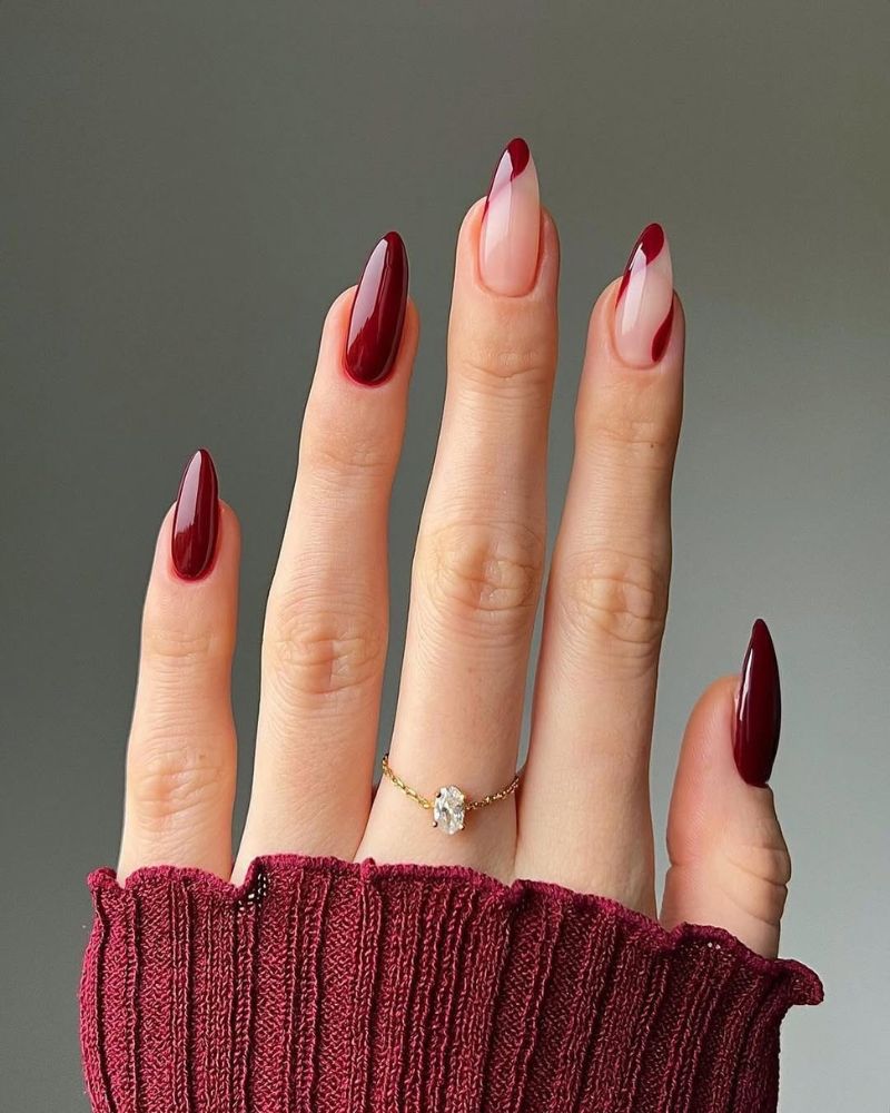 ongles rouge cerise, ongles élégants