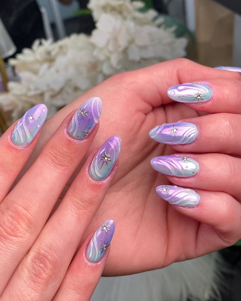 idée ongles violets, ongles violets clairs