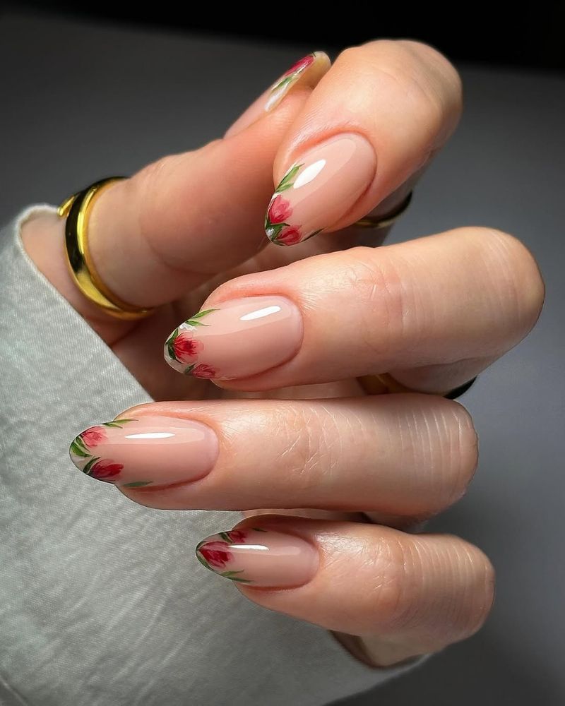 design simple nail art floral, jolis ongles printaniers