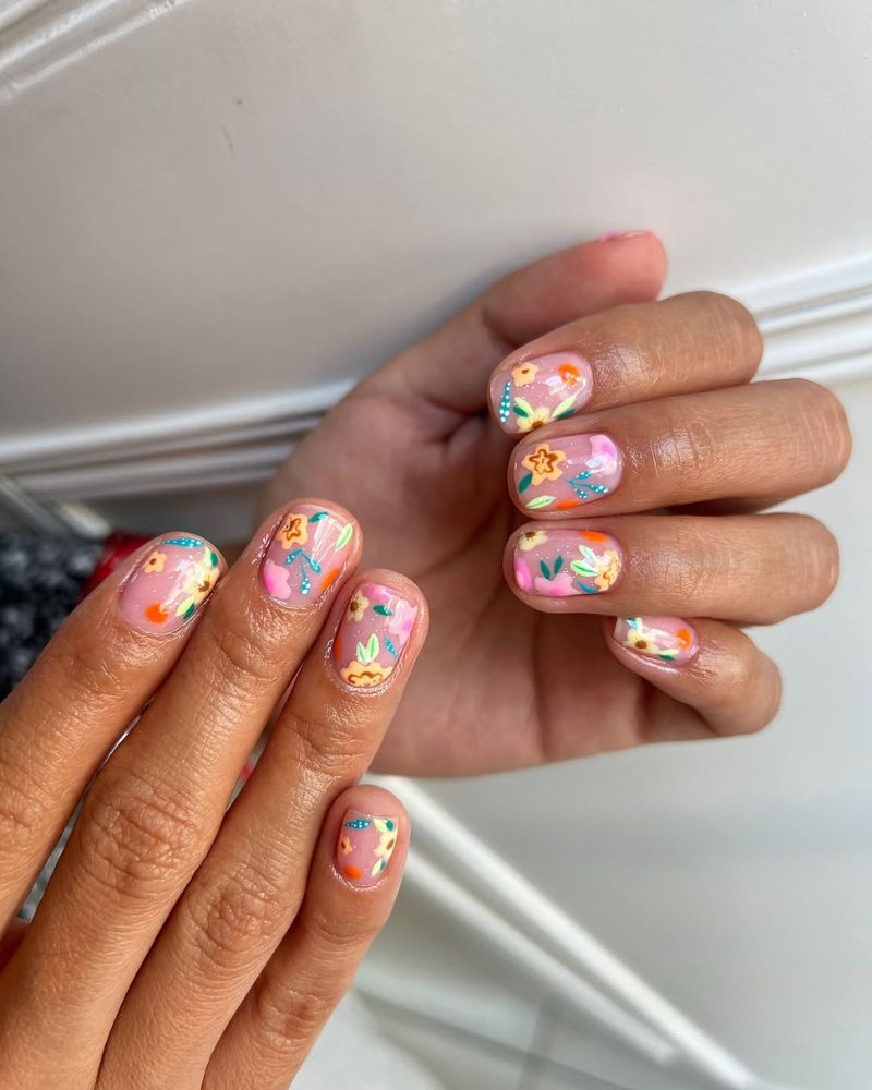 ongles courts d'été, ongles d'été mignons