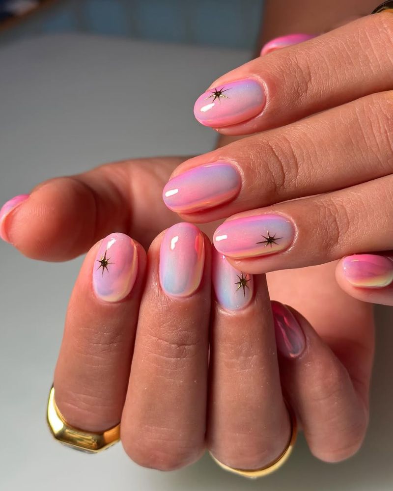 ongles chrome, ongles dégradés, ongles pastel