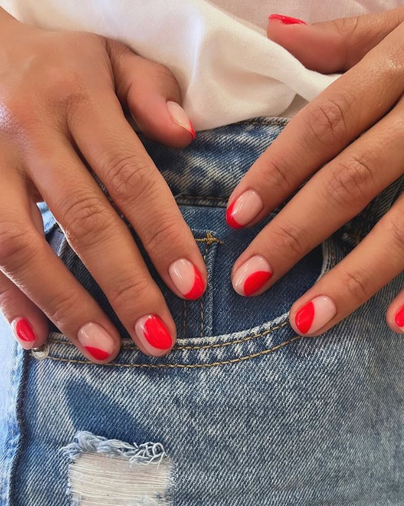 ongles orange vif, nail art d'été, été, inspiration ongles courts
