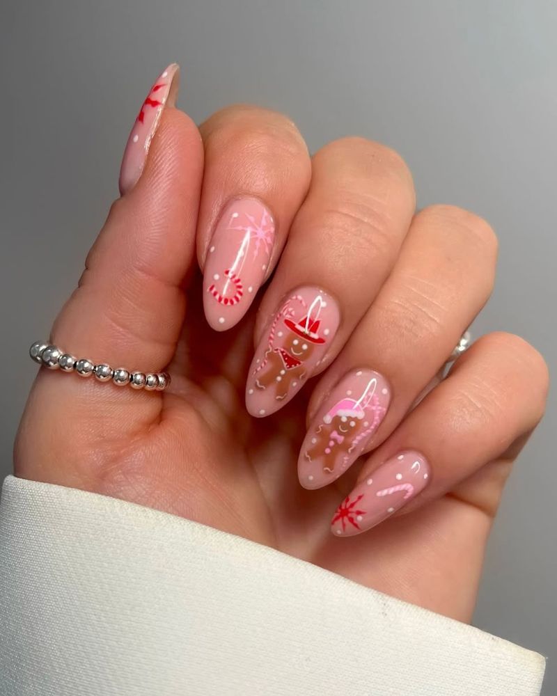 manucure de Noël simple, base nude