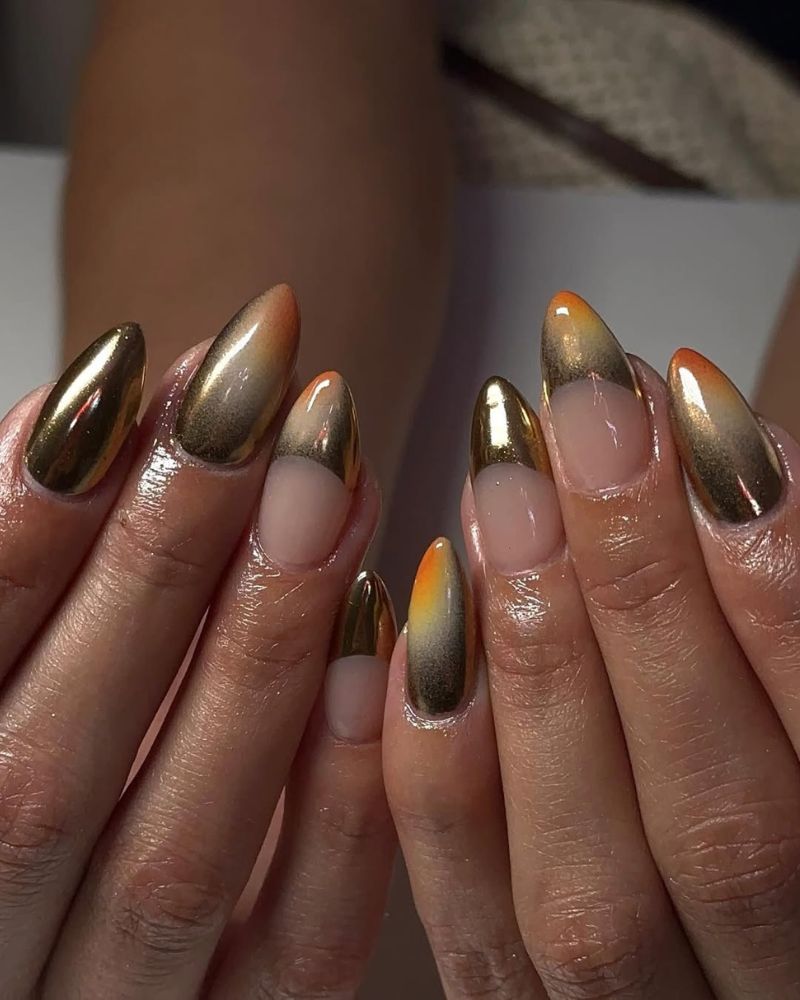 chrome doré avec design aura orange et jaune