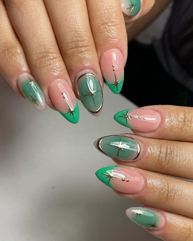 ongles de printemps, ongles vert menthe