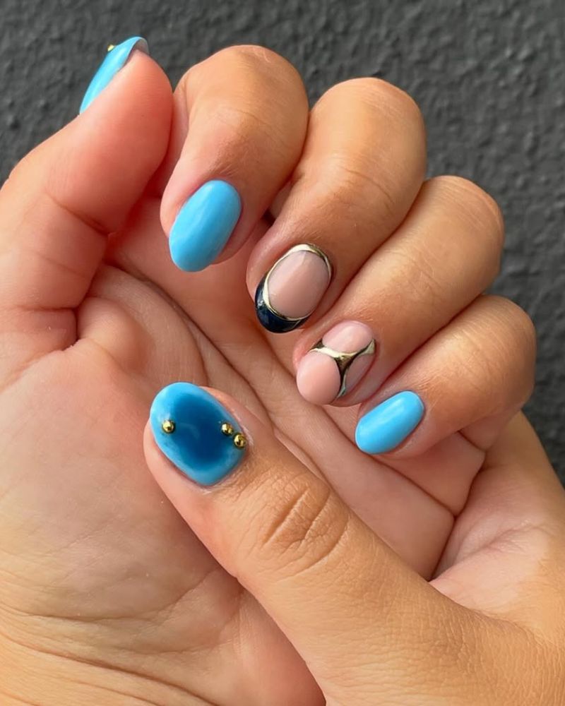 ongles bleus, ongles bleu océan