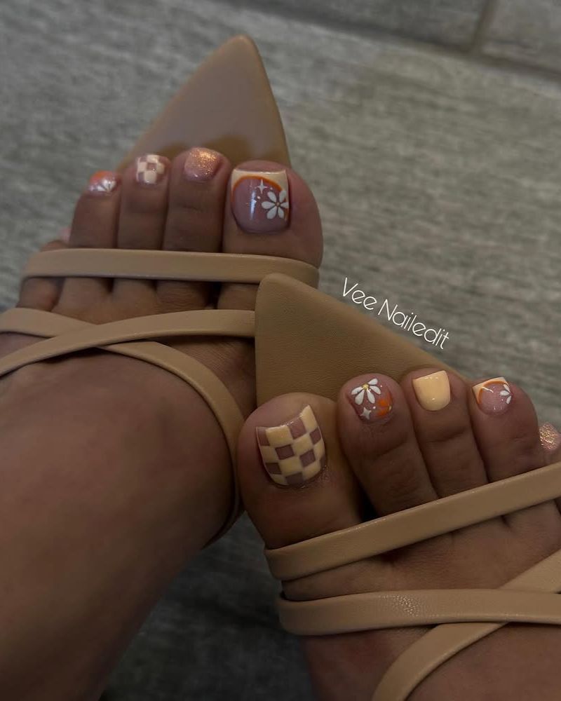 nail art mignon pour orteils, design d’ongles printanier