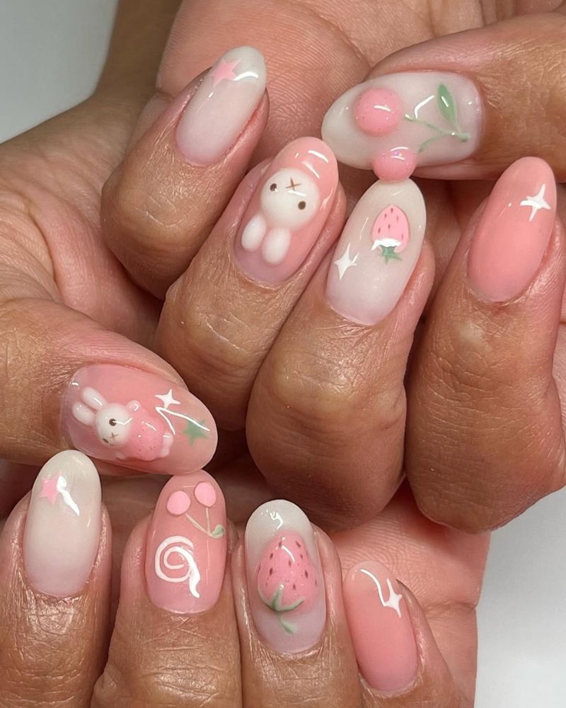 nail art Pâques, nail art 3D, manucure mignonne