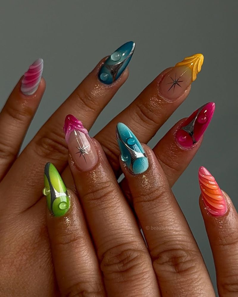 nail art néon, nail art d'été