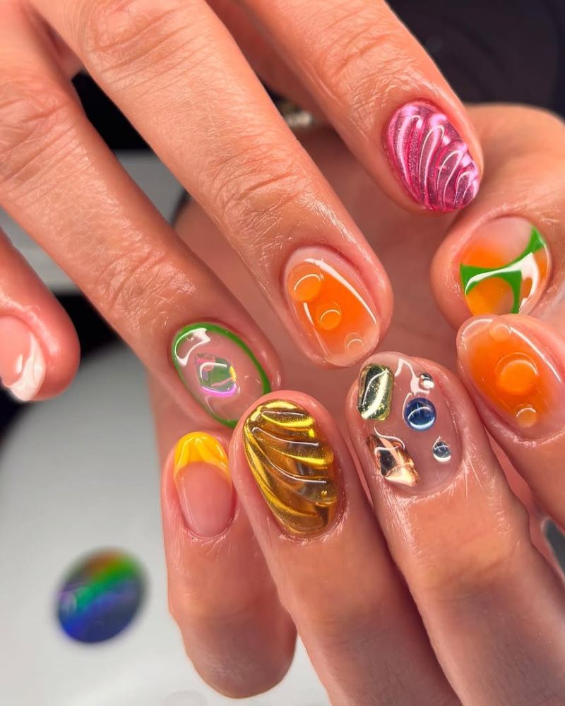 ongles d'été, inspiration ongles courts d'été