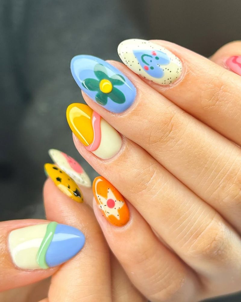 joli nail art d’été, idées ongles été